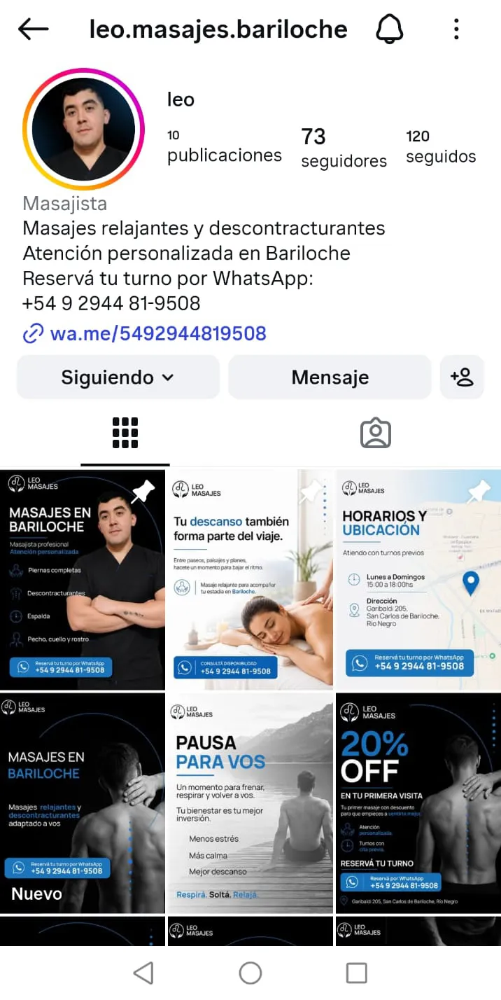 Trabajo principal realizado para Leo Masajes